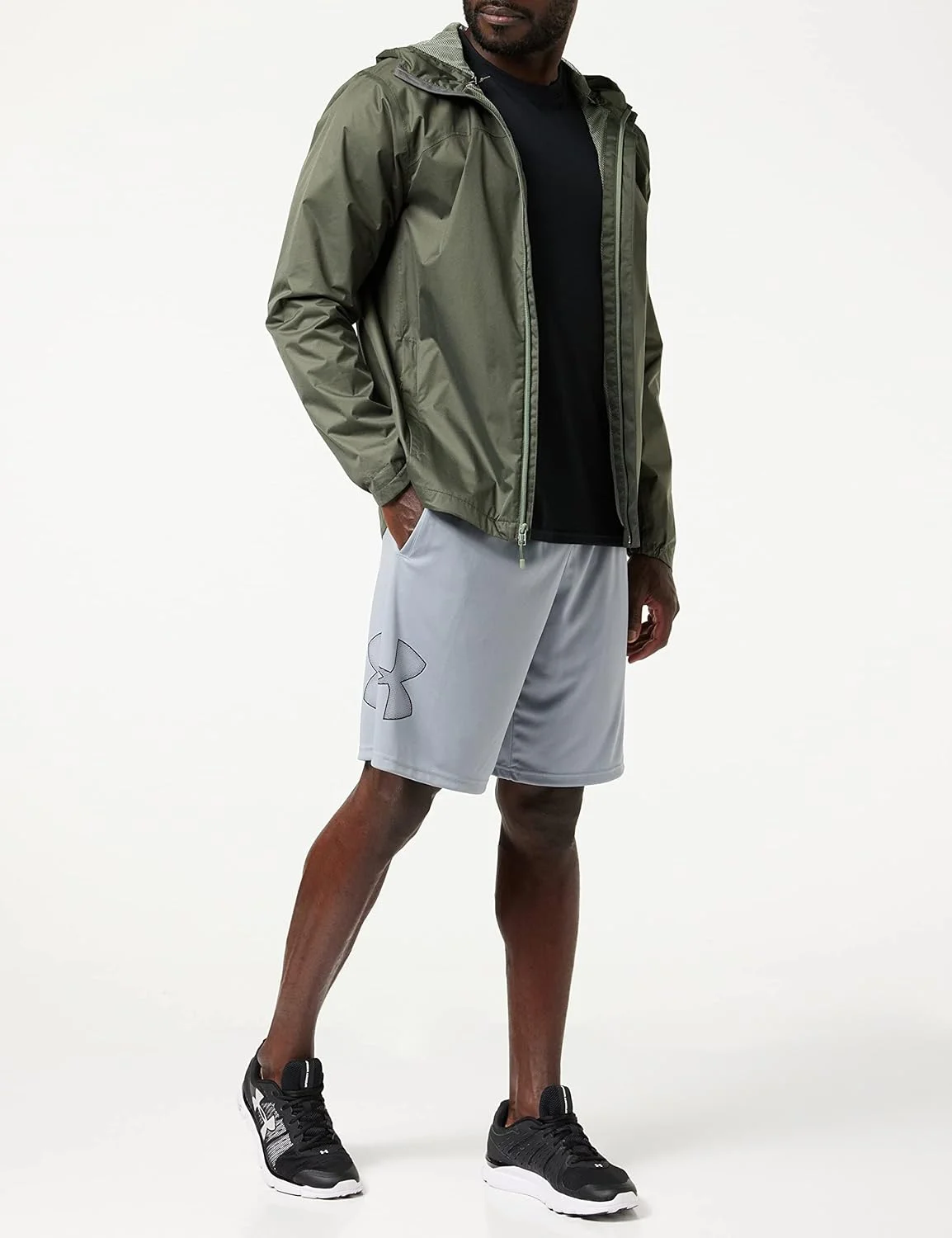 شلوارک گرافیکی مردانه آندر آرمور مدل Tech، استیل (035)/مشکی، سایز X-Large Tall