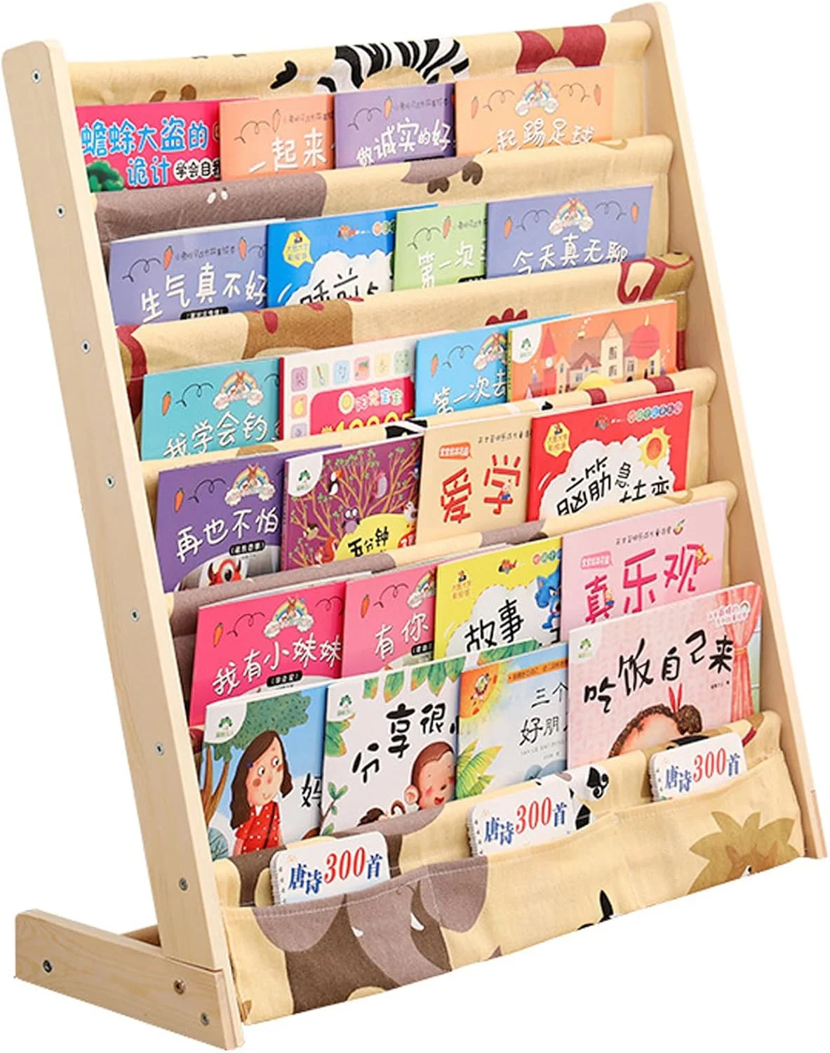 قفسه کتاب کودک U-HOOME با محفظه نگهداری عمیق، قفسه کتاب 6 طبقه چوبی طبیعی، قفسه مجله، قفسه کتاب کودک نوپا برای اتاق خواب، اتاق بازی، نگهداری اسباب بازی (کارتونی)