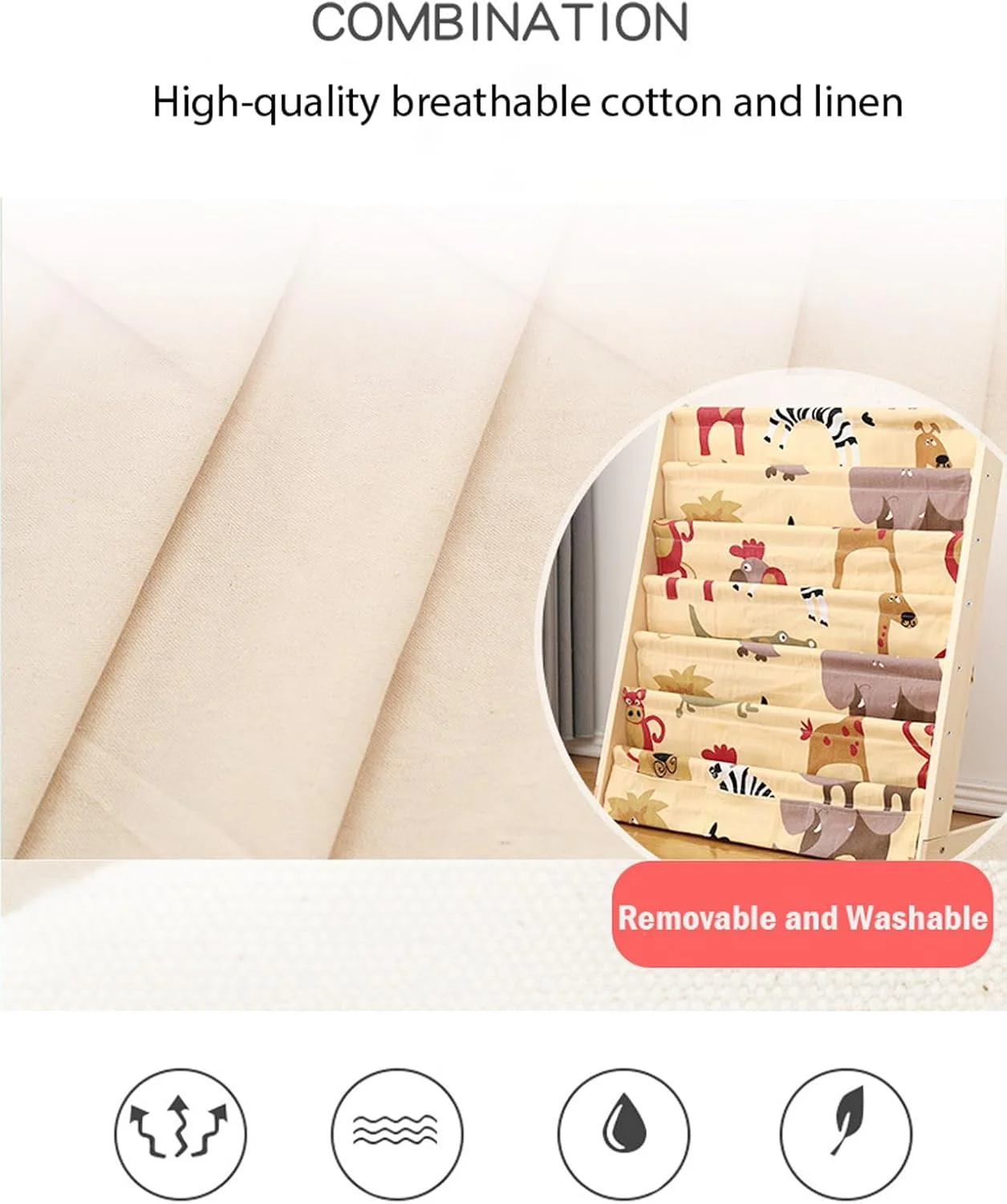 قفسه کتاب کودک U-HOOME با محفظه نگهداری عمیق، قفسه کتاب 6 طبقه چوبی طبیعی، قفسه مجله، قفسه کتاب کودک نوپا برای اتاق خواب، اتاق بازی، نگهداری اسباب بازی (کارتونی)