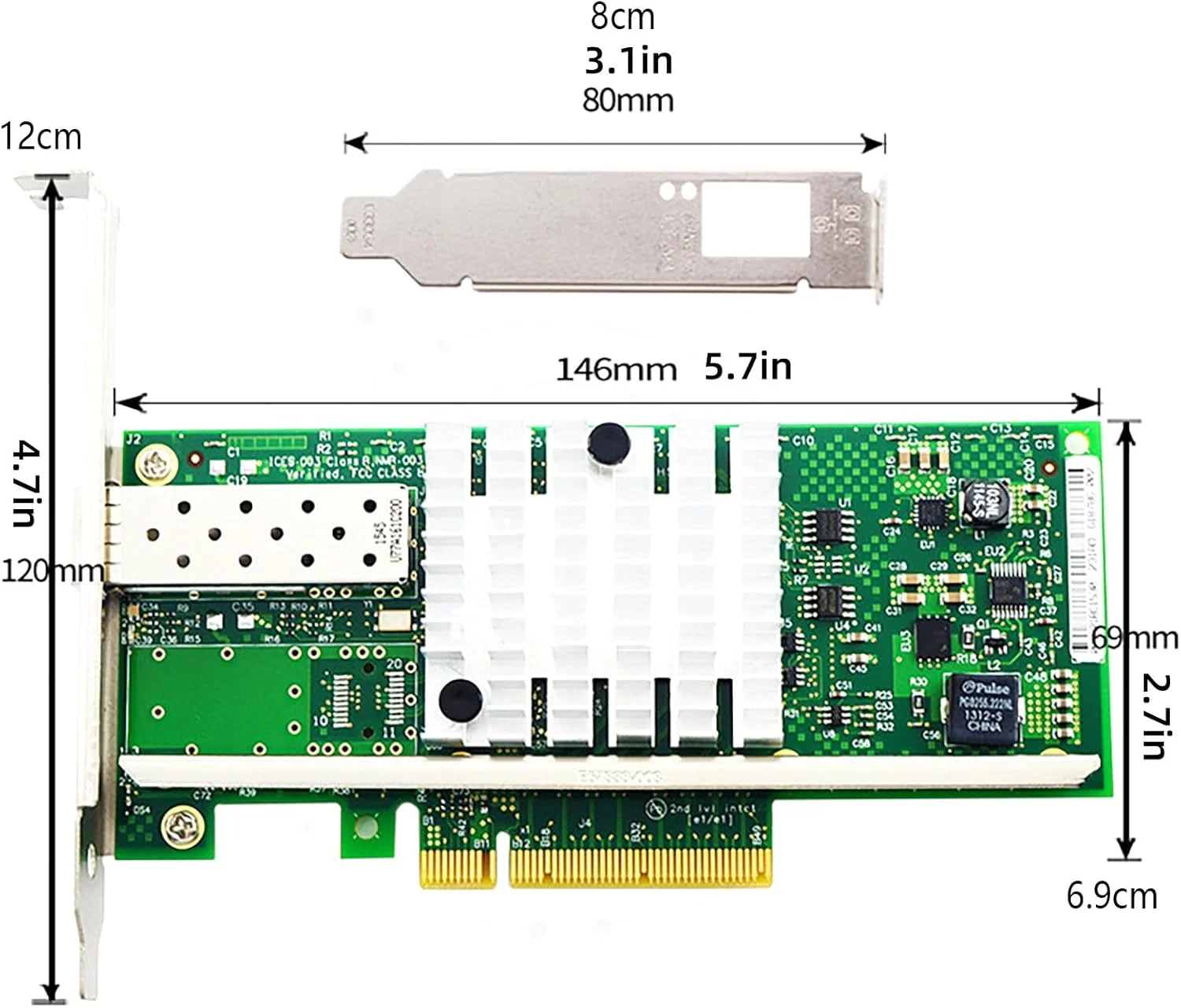 کارت شبکه آداپتور Intel X520-DA1 برای اترنت 10 گیگابیتی، پشتیبانی تطبیقی Full Duplex/Half Duplex، PCI-E X8 X16