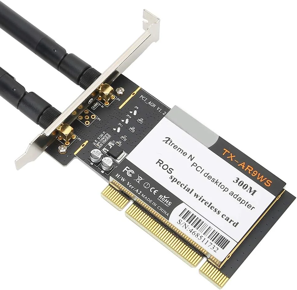 کارت شبکه ASHATA، آداپتور کارت 300 مگابیت بر ثانیه 802.11bg/n، آداپتور دسکتاپ PCI 2.4 گیگاهرتز، با 2 آنتن، برای XPWIN7/WIN8/WIN10
