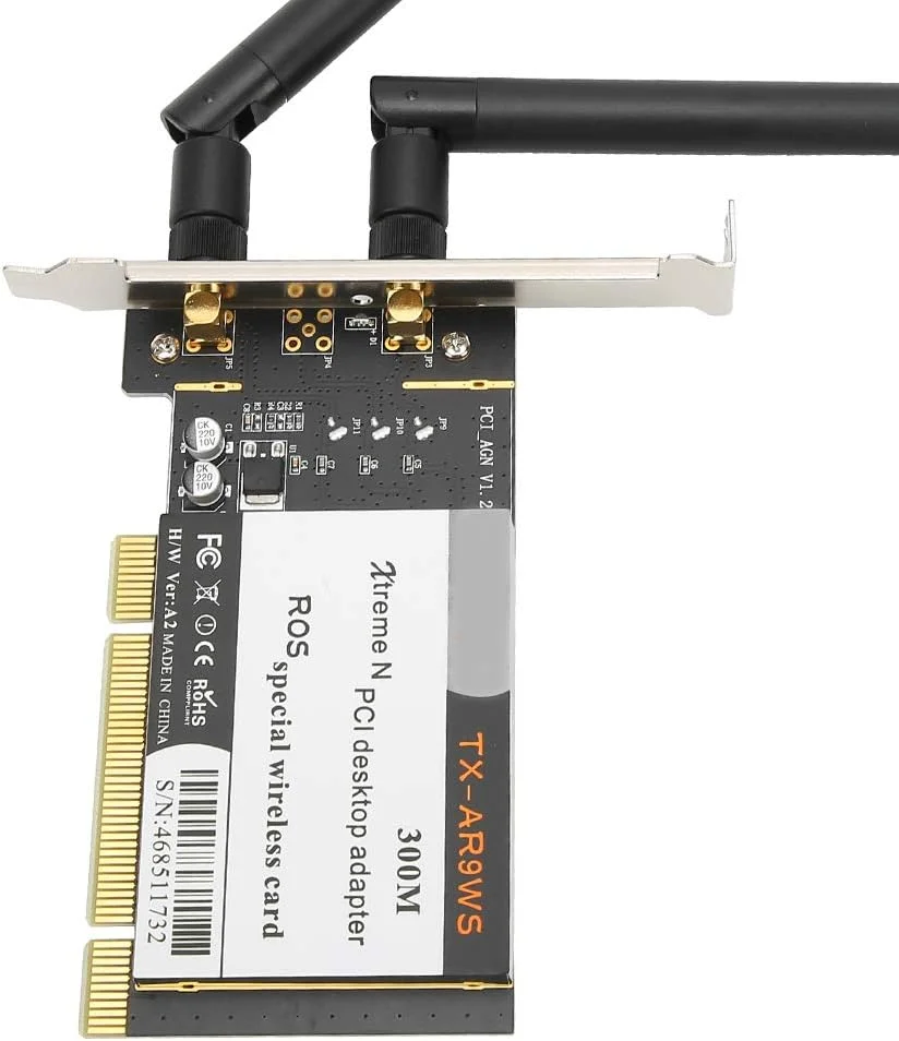 کارت شبکه ASHATA، آداپتور کارت 300 مگابیت بر ثانیه 802.11bg/n، آداپتور دسکتاپ PCI 2.4 گیگاهرتز، با 2 آنتن، برای XPWIN7/WIN8/WIN10