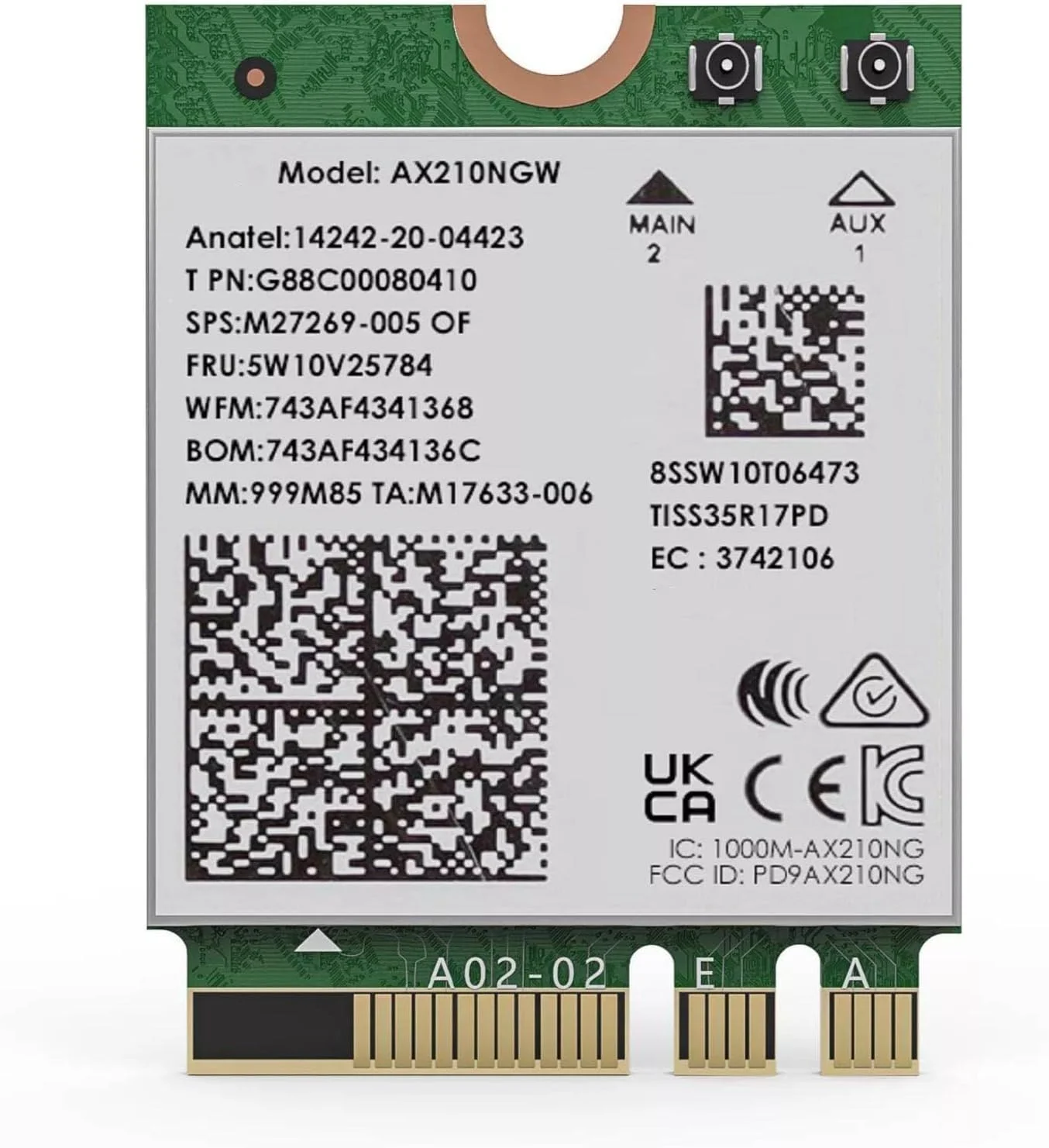 آداپتور وایرلس BT5.3 WiFi 6E سه بانده M.2 با ماژول M.2/NGFF Key-A یا Key-E تا 2400 مگابیت بر ثانیه بدون تاخیر برای لپ تاپ