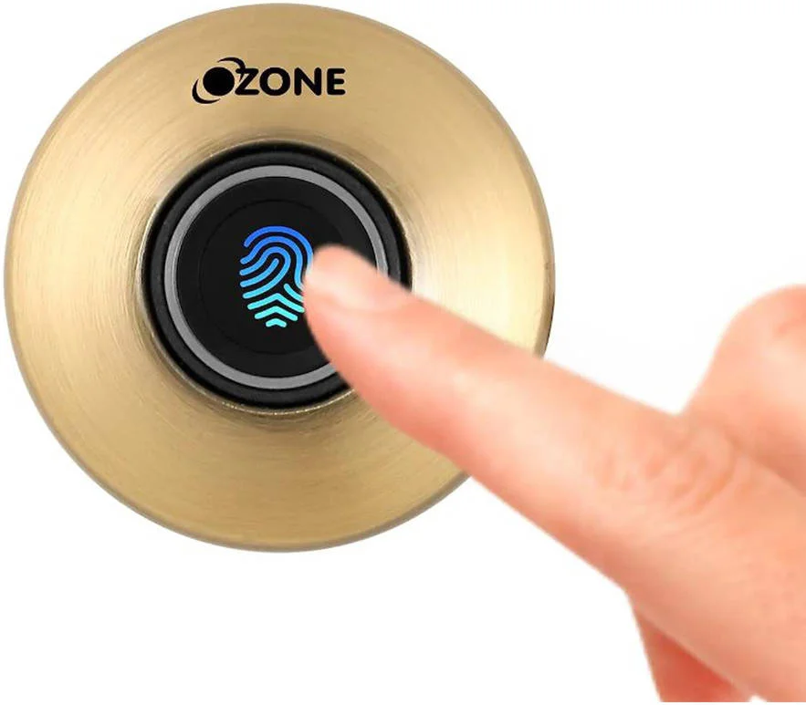 قفل هوشمند اثر انگشتی کمد و کشو، مناسب برای ضخامت چوب 12-24 میلی متر، ثبت تا 100 اثر انگشت، فناوری بیومتریک، نشانگر باتری کم، برنز عتیقه | OZFL-55-F AB