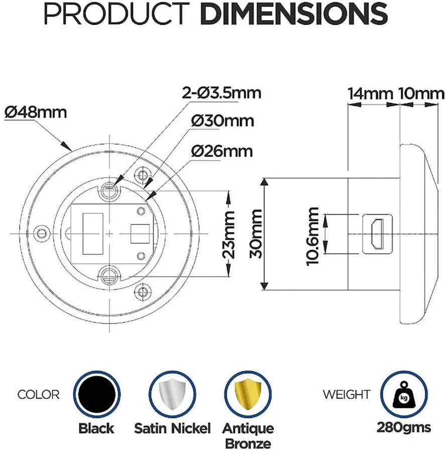 قفل هوشمند اثر انگشتی کمد و کشو، مناسب برای ضخامت چوب 12-24 میلی متر، ثبت تا 100 اثر انگشت، فناوری بیومتریک، نشانگر باتری کم، برنز عتیقه | OZFL-55-F AB