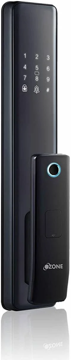 قفل درب چوبی هوشمند اوزون مدل فشاری-کششی، 5 روش برای باز کردن قفل: اپلیکیشن موبایل Ozolife / اثر انگشت / رمز عبور / کلید اضطراری / کارت RFID، مشکی | OZ-FDL-01 Life Nxt Plus