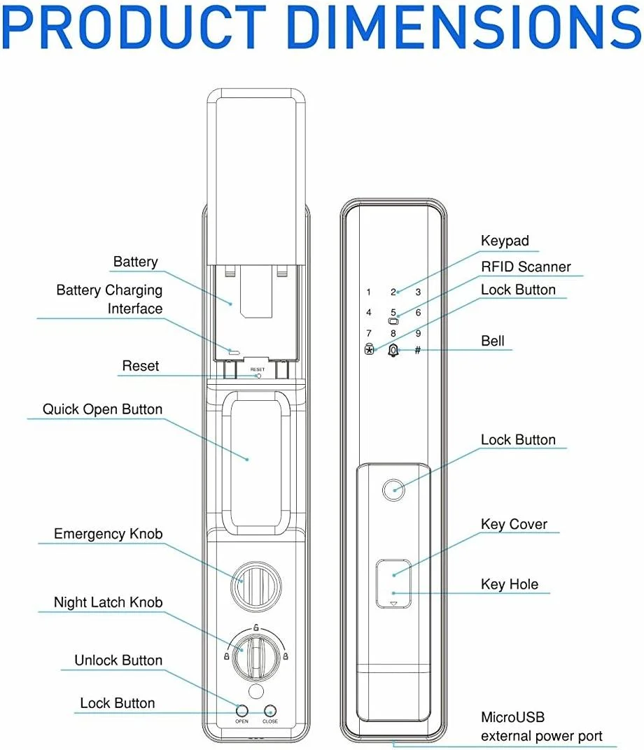 قفل درب چوبی هوشمند اوزون مدل فشاری-کششی، 5 روش برای باز کردن قفل: اپلیکیشن موبایل Ozolife / اثر انگشت / رمز عبور / کلید اضطراری / کارت RFID، مشکی | OZ-FDL-01 Life Nxt Plus قفل درب چوبی هوشمند اوزون مدل فشاری-کششی، 5 روش برای باز کردن قفل: اپلیکیشن موبایل Ozolife / اثر انگشت / رمز عبور / کلید اضطراری / کارت RFID، مشکی | OZ-FDL-01 Life Nxt Plus