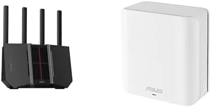 مجموعه روتر سه بانده ASUS RT-BE92U WiFi 7 با امنیت شبکه بدون نیاز به اشتراک و ویژگی های جامع VPN + ZenWiFi BD4 (تک بسته) مش دو بانده WiFi 7، پوشش 2450 فوت مربع، شامل کنترل والدین