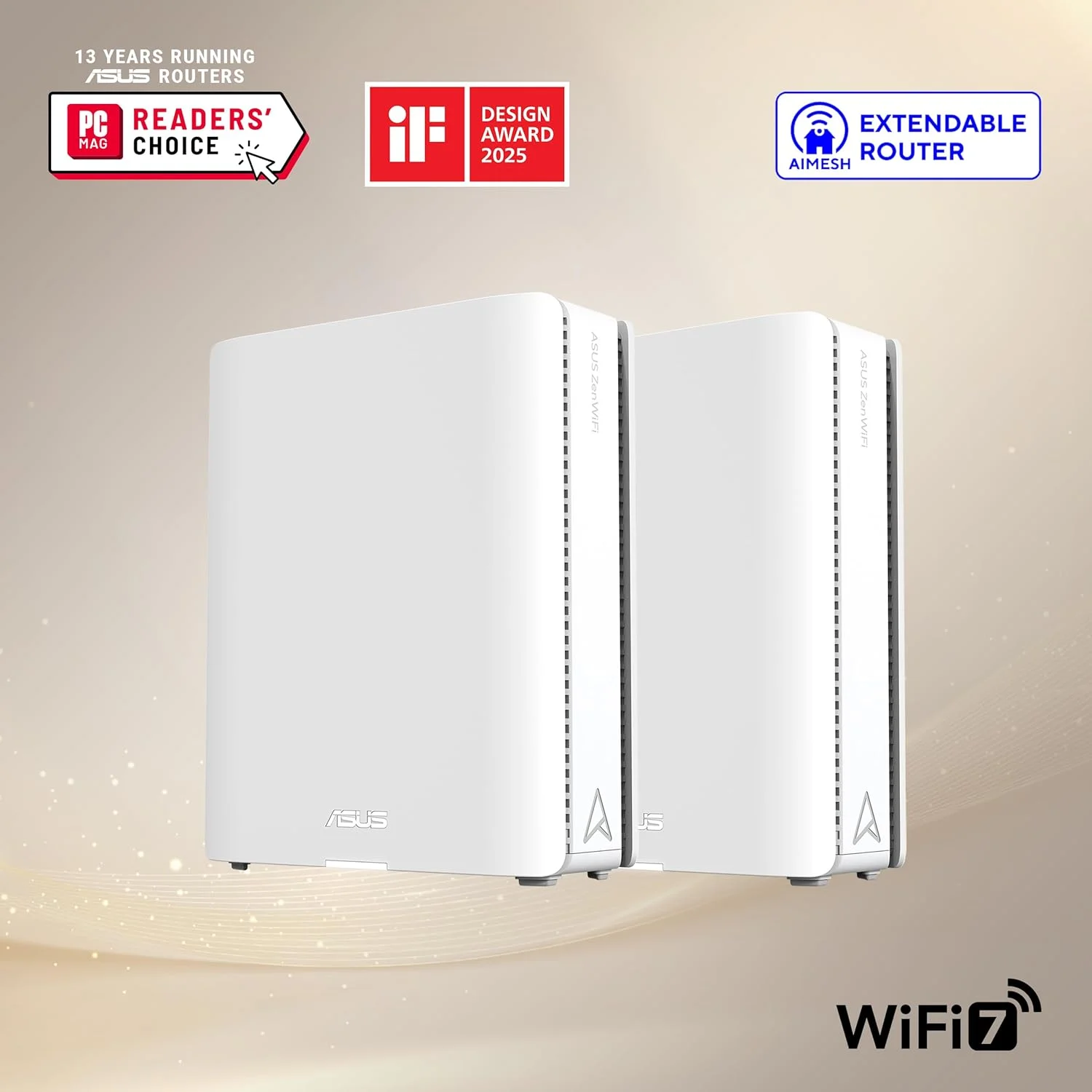 ASUS ZenWiFi BT10 Tri-Band WiFi 7 Mesh، 18 گیگابیت بر ثانیه، پوشش 270 متر مربع (تک بسته)، دارای دو پورت 10G، امنیت و کنترل والدین، SSID های هوشمند خانه، اتصال موبایل 4G و 5G
