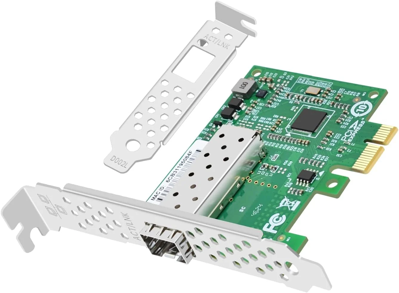 کارت شبکه فیبر نوری گیگابیتی تک پورت با تراشه Intel I210، آداپتور شبکه 1 پورت SFP PCIE X1 آداپتور اترنت فیبر پشتیبانی از Windows Server/Linux/VMware