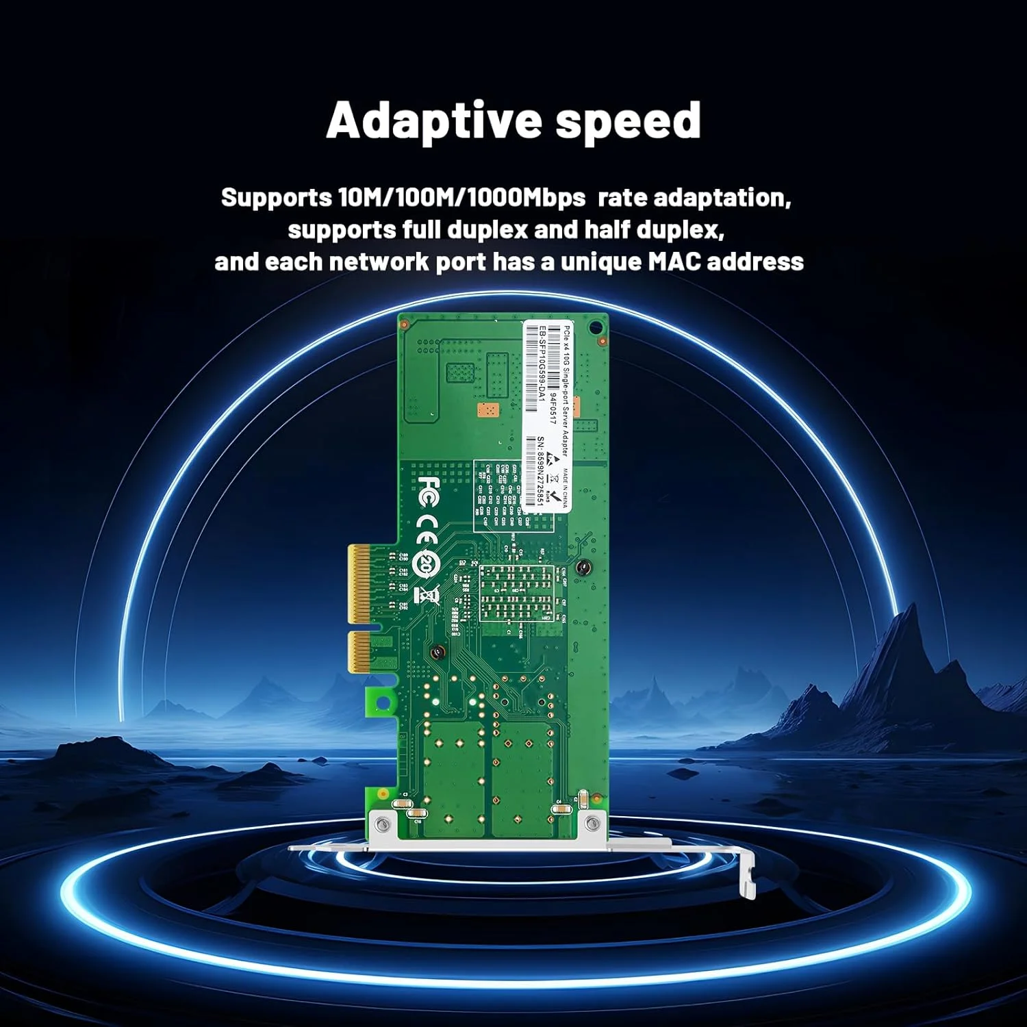 کارت شبکه فیبر نوری 10 گیگابیتی تک پورت SFP+، آداپتور شبکه فیبر PCIE X4 با تراشه Intel 82599 X520-DA1، کارت NIC تک پورت نوری پشتیبانی از Windows Server/Linux/VMware کارت شبکه فیبر نوری 10 گیگابیتی تک پورت SFP+، آداپتور شبکه فیبر PCIE X4 با تراشه Intel 82599 X520-DA1، کارت NIC تک پورت نوری پشتیبانی از Windows Server/Linux/VMware