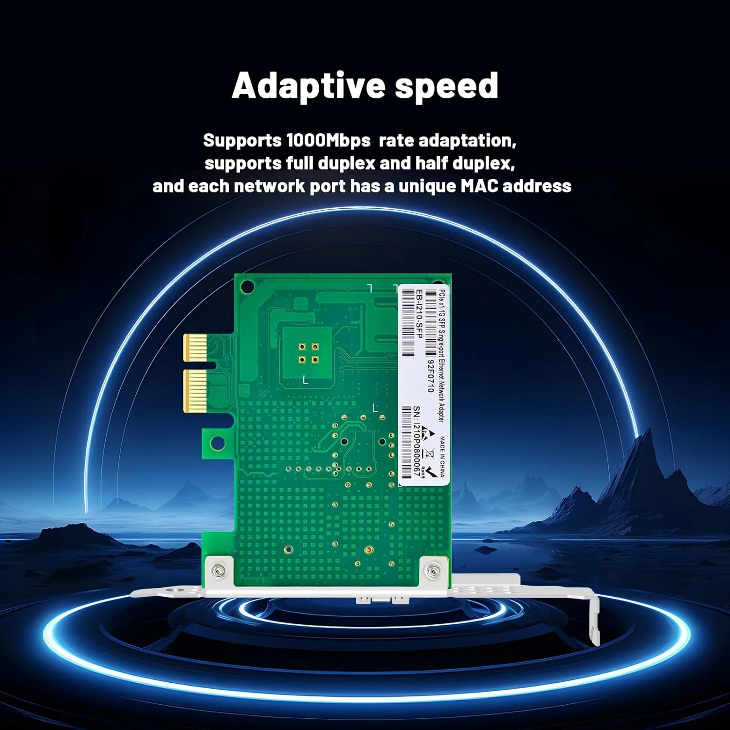 کارت شبکه فیبر نوری گیگابیتی تک پورت با تراشه Intel I210، آداپتور شبکه 1 پورت SFP PCIE X1 آداپتور اترنت فیبر پشتیبانی از Windows Server/Linux/VMware