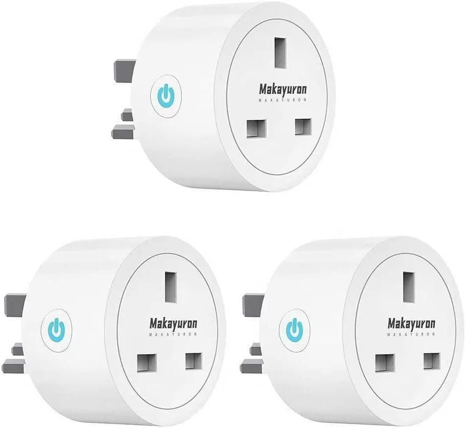 پریز هوشمند Makayuron، سازگار با الکسا و گوگل هوم، پریز وای فای با کنترل از راه دور و کنترل صوتی، با عملکرد تایمر آمار برق، بدون نیاز به هاب، 3 عدد، سفید