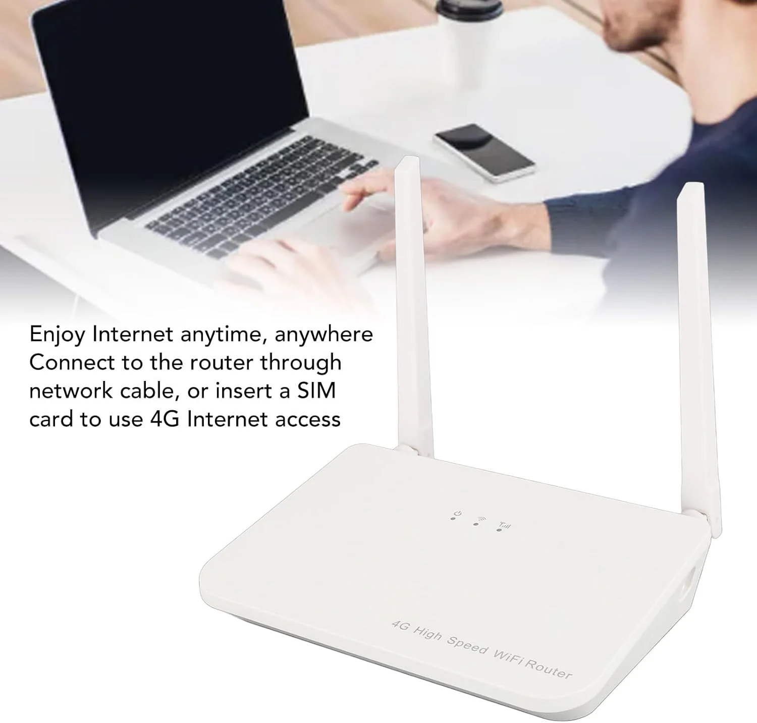 روتر 4G LTE با اسلات سیم کارت، روترهای هات اسپات وای فای موبایل 300 مگابیت بر ثانیه با 2 آنتن، پورت های LAN WAN، پشتیبانی از حداکثر 32 کاربر، برای دفتر خانه (دوشاخه آمریکایی 100-240 ولت)