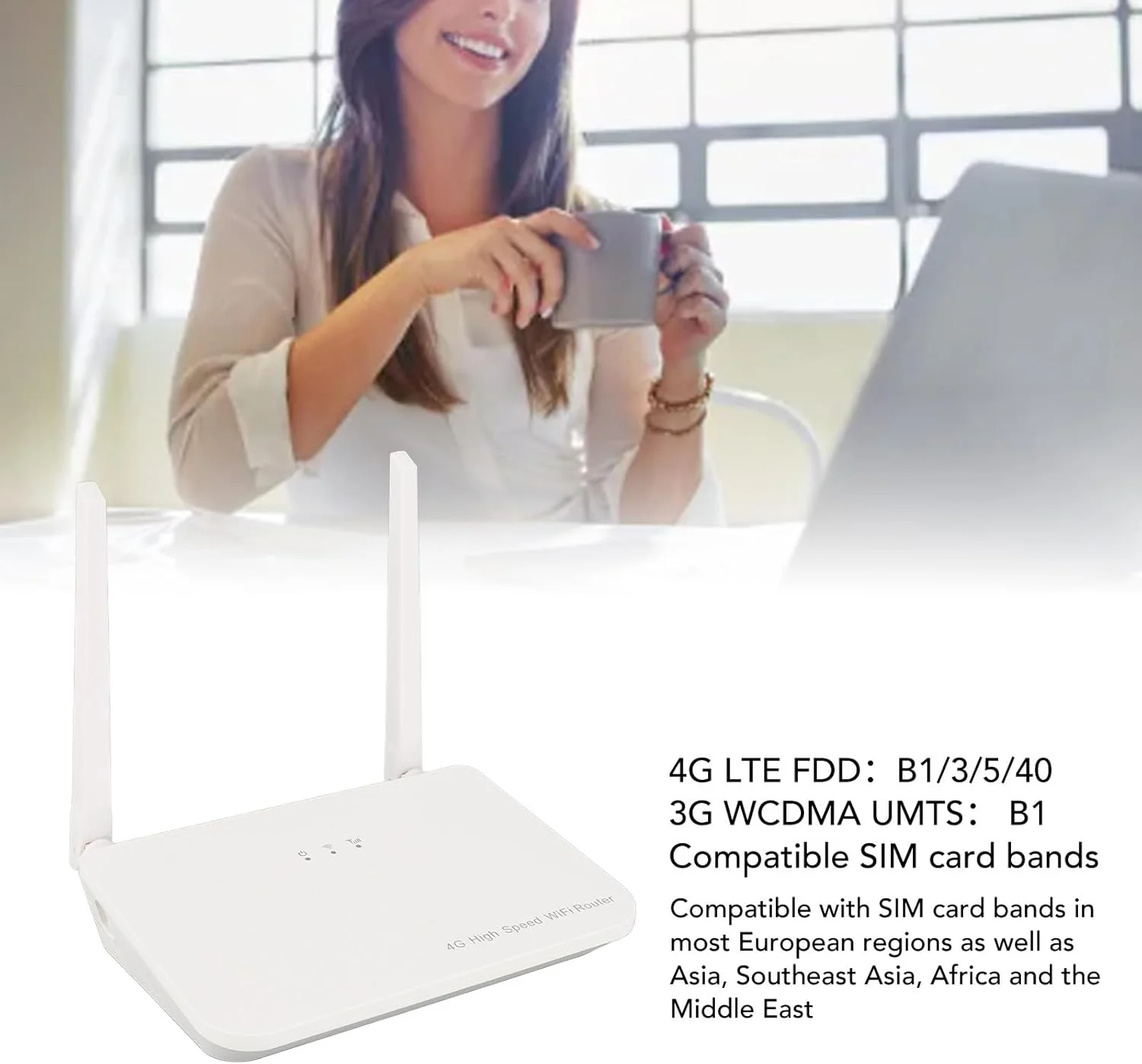 روتر 4G LTE با اسلات سیم کارت، روترهای هات اسپات وای فای موبایل 300 مگابیت بر ثانیه با 2 آنتن، پورت های LAN WAN، پشتیبانی از حداکثر 32 کاربر، برای دفتر خانه (دوشاخه آمریکایی 100-240 ولت)