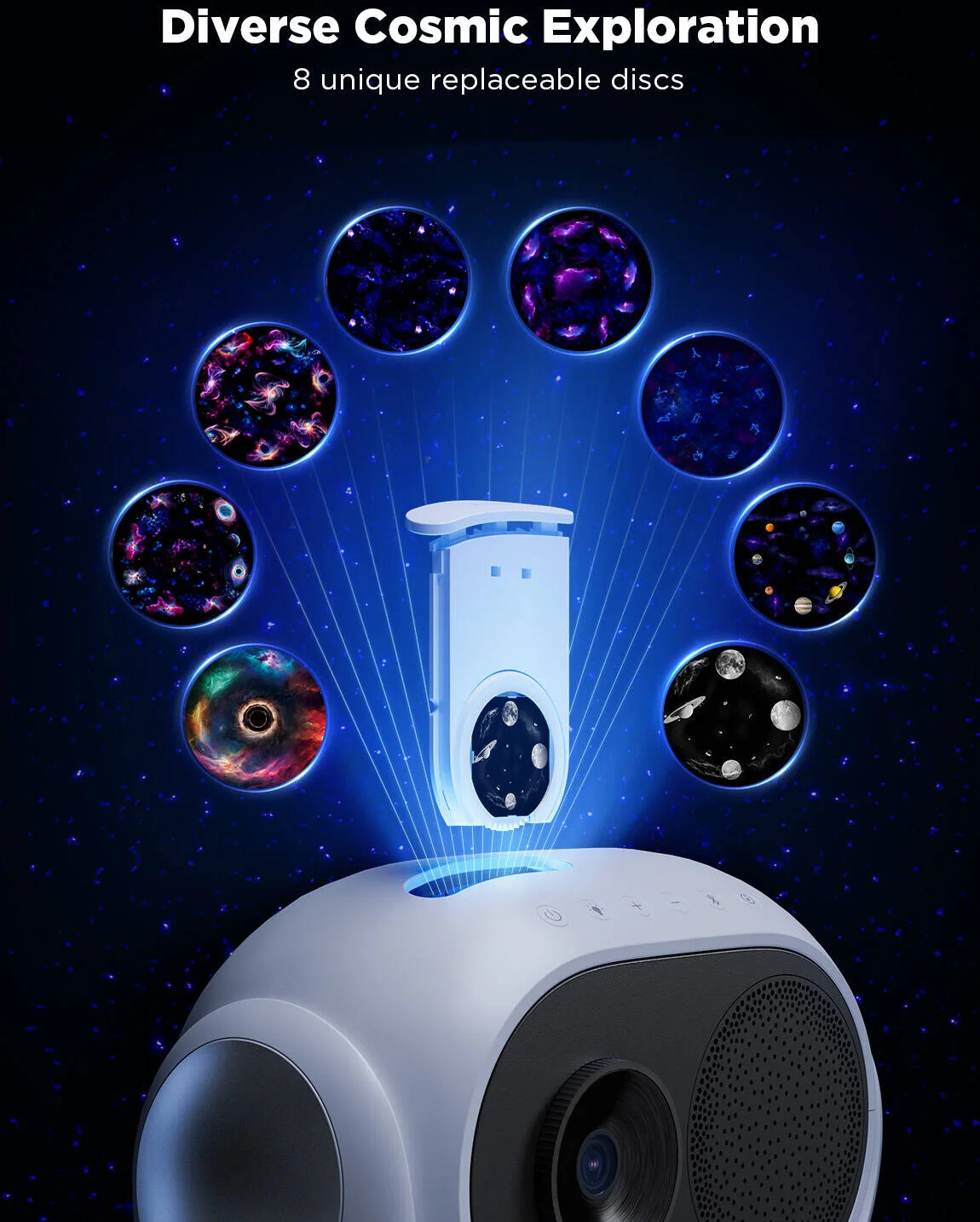 پروژکتور نوری کهکشانی Govee Pro، اتصال به برنامه از طریق Wi-Fi 2.4 گیگاهرتز + بلوتوث، 38 حالت صحنه، 37 صدای سفید، کنترل صوتی با الکسا و دستیار گوگل، سفید | H6092