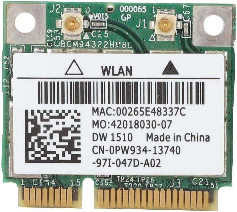 کارت شبکه مینی PCI E مدل DW1510 BCM94322HM8L با سرعت 300 مگابیت بر ثانیه برای E4200 E5500 E4300M2400 M6400 و غیره