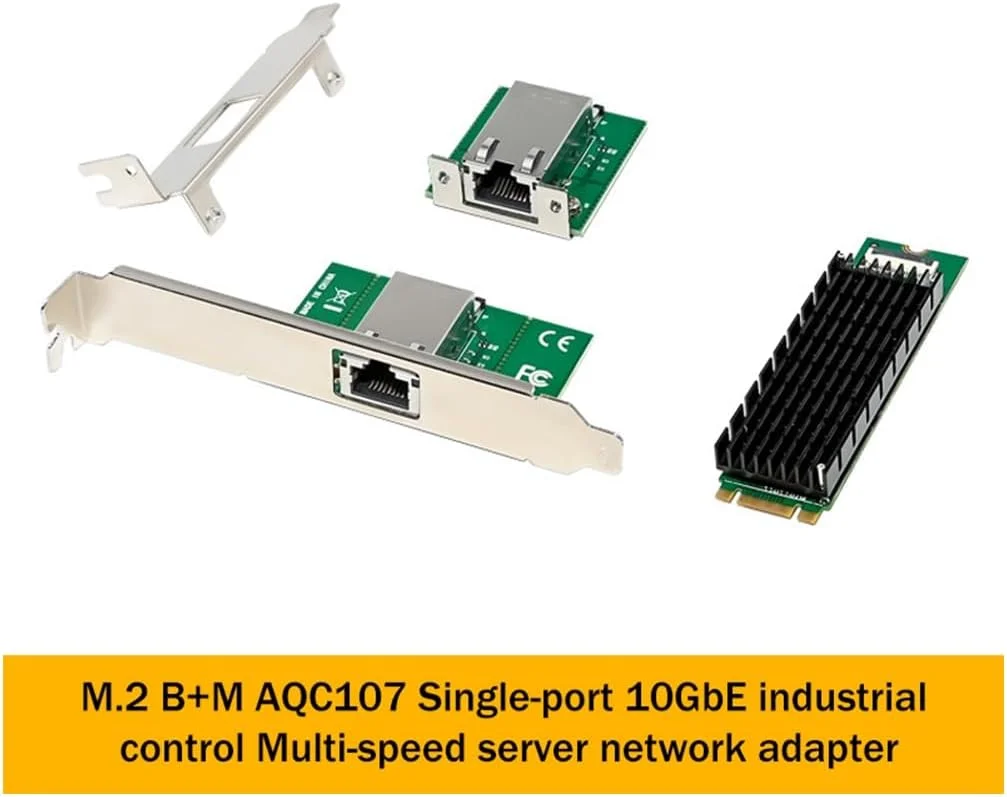 کارت شبکه M.2 B+M تک پورت 10GbE آداپتور شبکه اترنت RJ45 کارت شبکه سرور درجه کنترل صنعتی AQC107