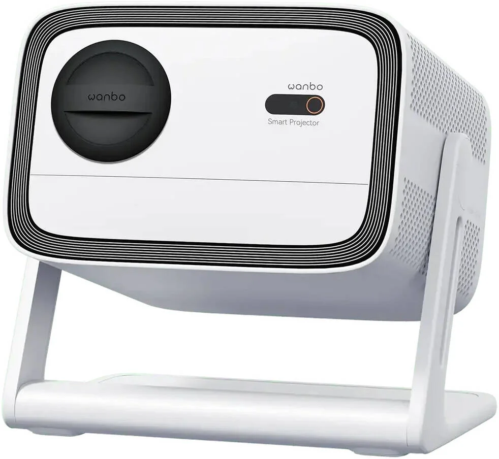 پروژکتور Wanbo Vali 1، پروجکشن گیمبال 200 درجه، 900 لومن ANSI، نویز فن 28dB/m، بلندگوهای استریو Hi-Fi 12 واتی، فناوری هوشمند ASA 3.0، Chromecast داخلی، سیستم عامل Android 11، سفید | Vali 1