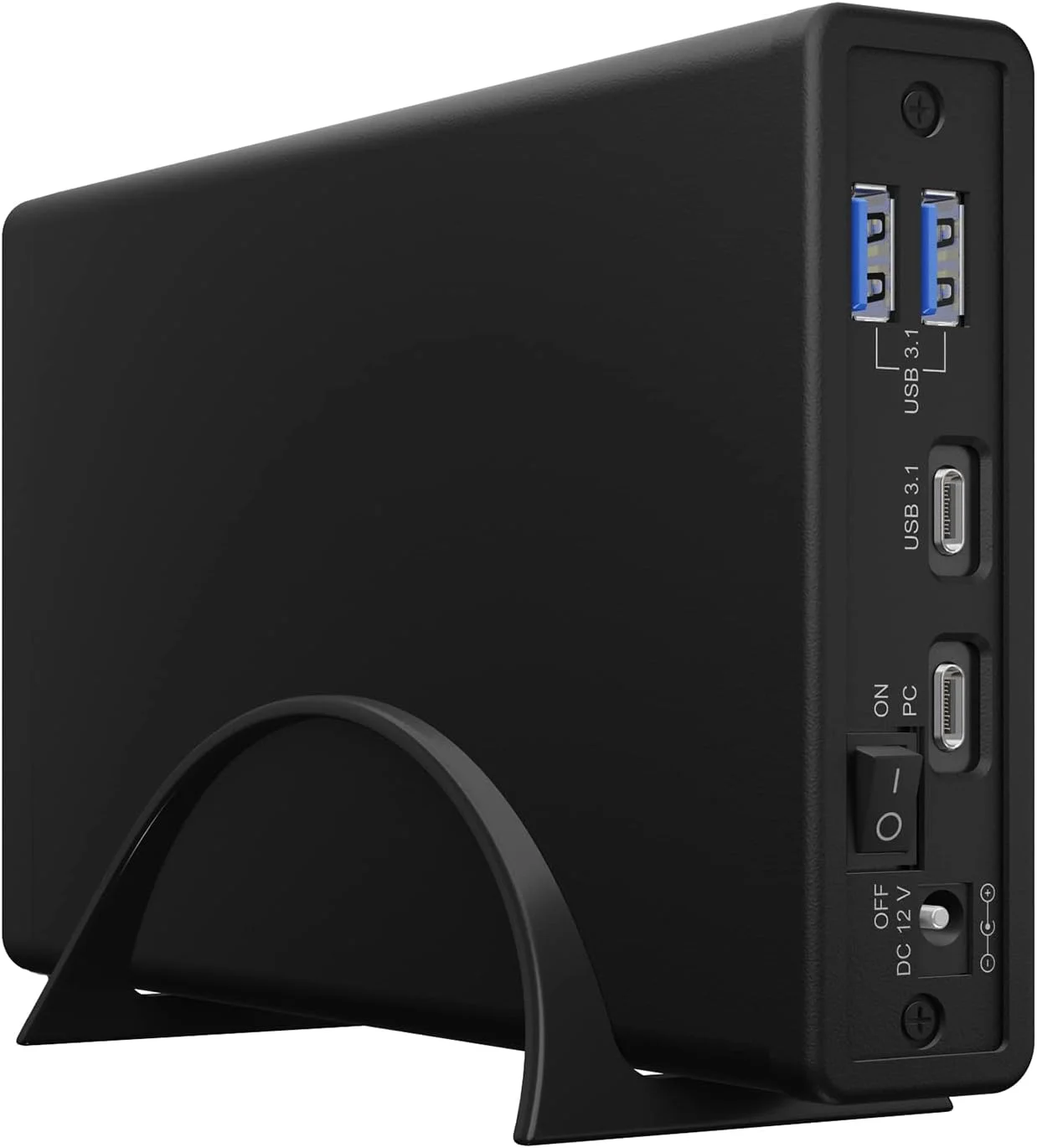 باکس هارد دیسک ICY BOX USB-C با هاب USB برای SSD/HDD های 2.5 اینچی و 3.5 اینچی، USB 3.2 (Gen 2)، 10 گیگابیت بر ثانیه، 1x USB-C، 2X USB-A، پایه، آلومینیومی، مشکی