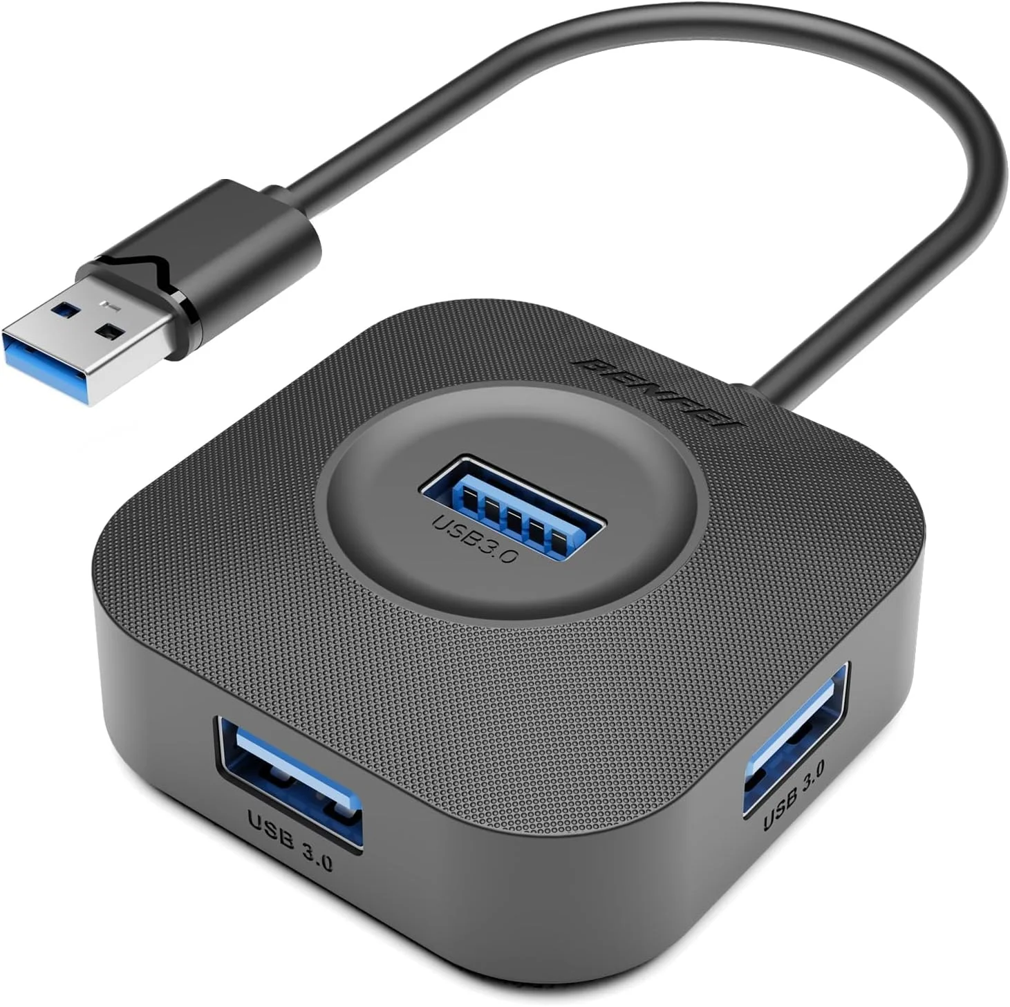 هاب USB 3.0 بنفی، اسپلیتر با 4 پورت USB-A، فوق العاده جمع و جور، برای ماوس، کیبورد، فلش مموری، هارد دیسک، پرینتر، سازگار با لپ تاپ، کامپیوتر رومیزی، ایکس باکس، PS5 و سایر دستگاه ها