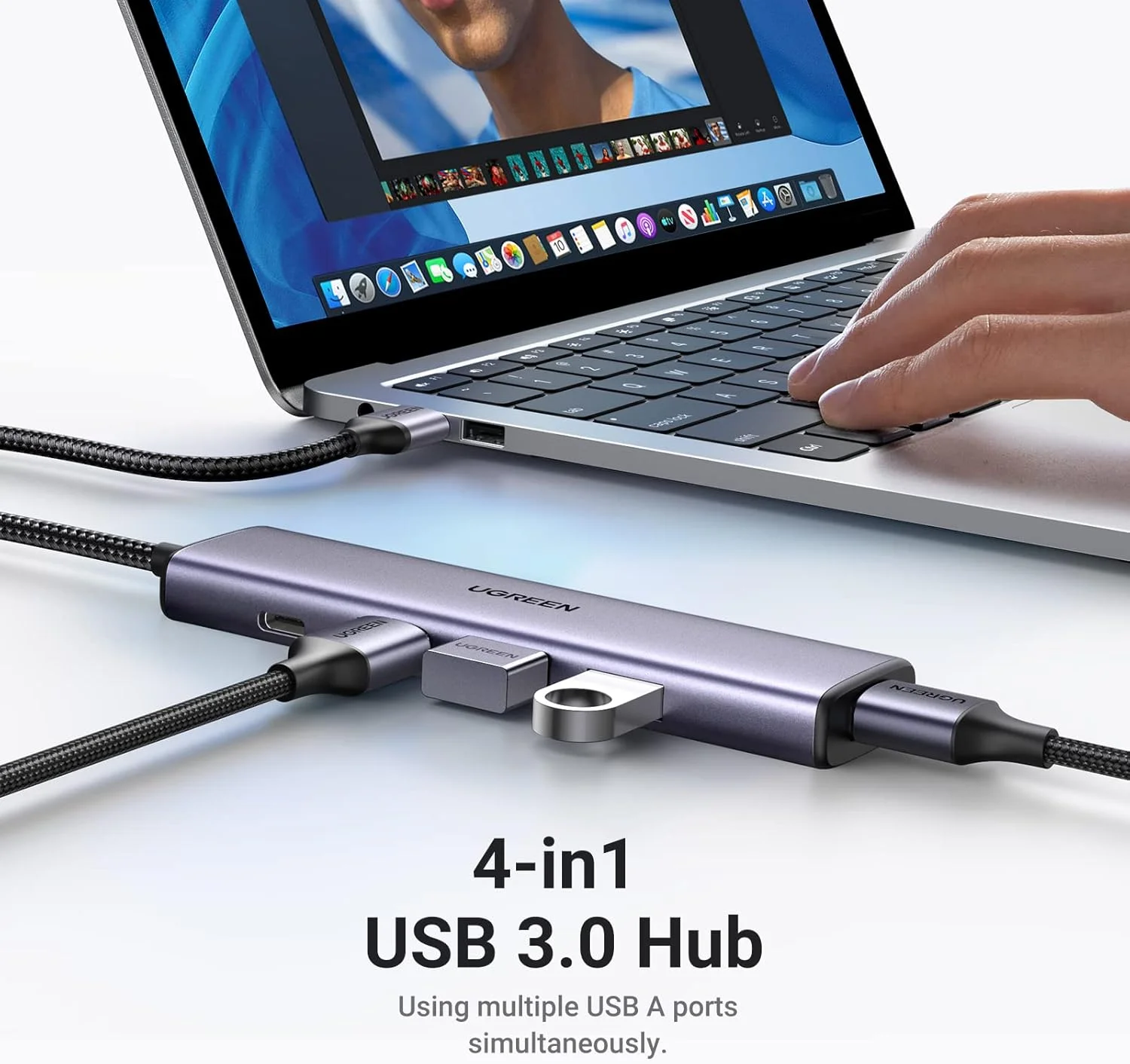 هاب USB 3.0 یوگرین 4 پورت آلومینیومی فوق باریک، آداپتور چند پورت USB سازگار با MacBook، iMac، Surface، لپ تاپ، PC، ماوس، صفحه کلید، فلش درایو و موارد دیگر هاب USB 3.0 یوگرین 4 پورت آلومینیومی فوق باریک، آداپتور چند پورت USB سازگار با MacBook، iMac، Surface، لپ تاپ، PC، ماوس، صفحه کلید، فلش درایو و موارد دیگر