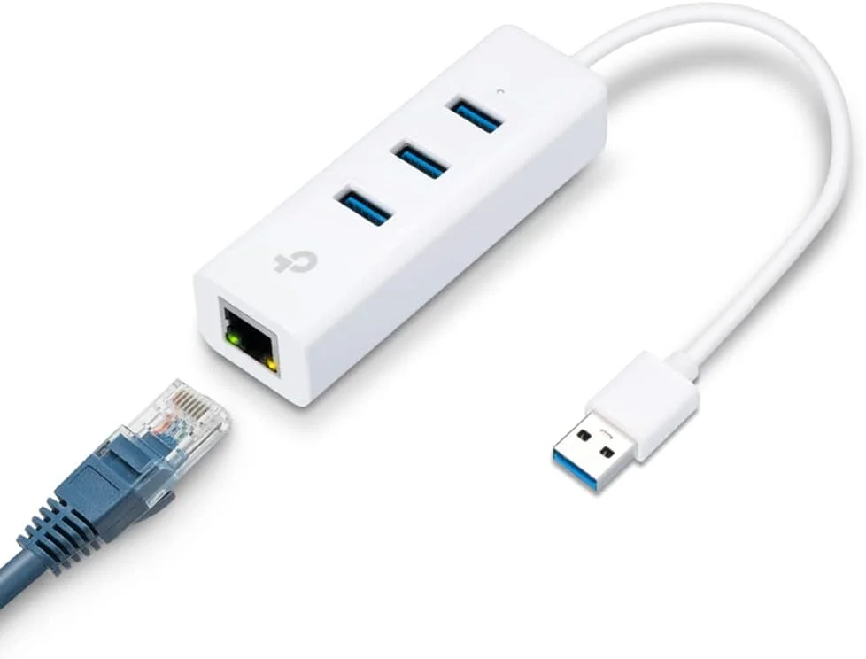 هاب USB 3.0 تی‌پی‌لینک با 3 پورت و آداپتور گیگابیتی اترنت 2 در 1 مدل UE330، سفید