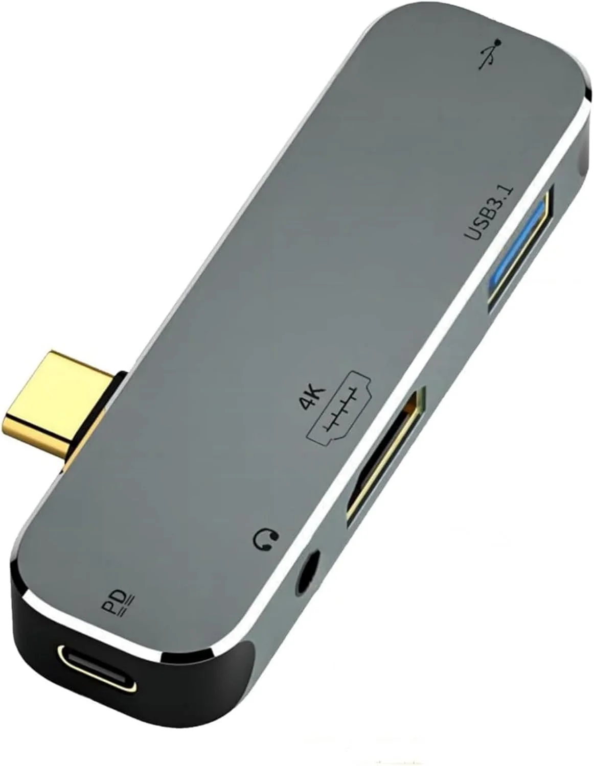 هاب USB C نالاکال، آداپتور چند پورت USB C به 5 در 1، خروجی صدا 4K@30HZ|100W PD، 3.5 میلی‌متری| پورت USB 3.0 و USB 2.0 برای آیپد پرو، مک‌بوک پرو/ایر، Thinkpad، Galaxy، Dell XPS