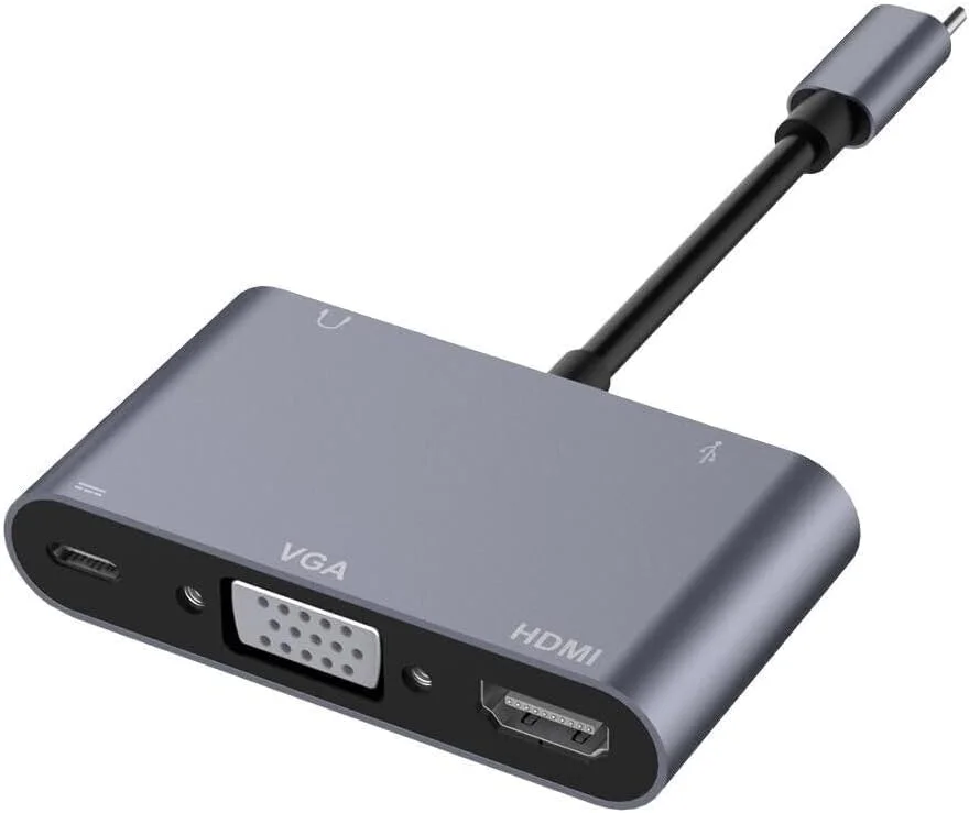 هاب چند پورت USB-C نالاکال - ایستگاه داکینگ 5 در 1 با HDMI، USB 3.0، TF، SD، PD، VGA، HDTV، AUX برای مک بوک ایر/پرو، استیم دک، سوییچ