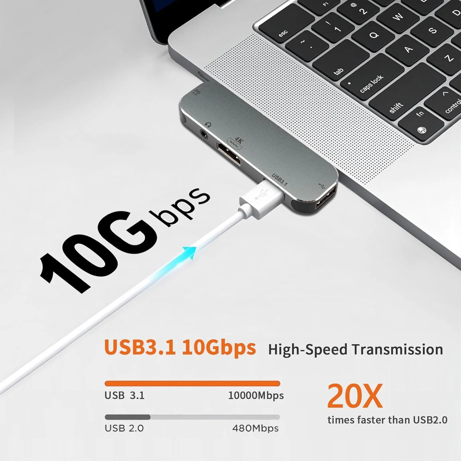 هاب USB C نالاکال، آداپتور چند پورت USB C به 5 در 1، خروجی صدا 4K@30HZ|100W PD، 3.5 میلی‌متری| پورت USB 3.0 و USB 2.0 برای آیپد پرو، مک‌بوک پرو/ایر، Thinkpad، Galaxy، Dell XPS