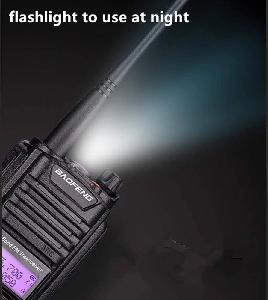 رادیو دو طرفه Baofeng UV-9R Plus، گوشی، دو بانده، نور پس زمینه خودکار، تایمر تایم اوت، اعلان صوتی، قفل صفحه کلید خودکار، آلارم اضطراری، چراغ قوه، هشدار باتری کم، 2 عدد، مشکی | UV9RP