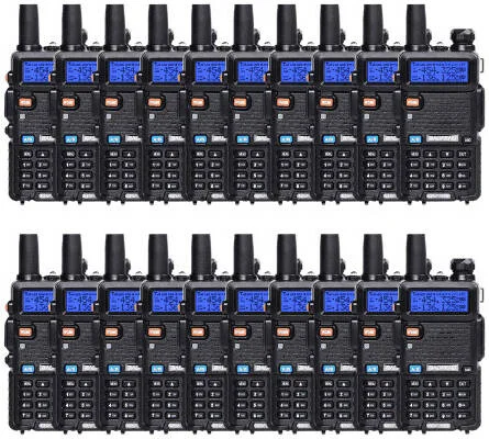 رادیو دو طرفه آنالوگ دو باندی BAOFENG UV-5R 5W، محدوده فرکانس UHF/VHF، تُن برست 1750 هرتز، چراغ قوه LED، هشدار اضطراری، تنظیمات راجر، تایمر تایم اوت، باتری 1800 میلی آمپر ساعتی، بسته 20 عددی، مشکی | UV-5R20