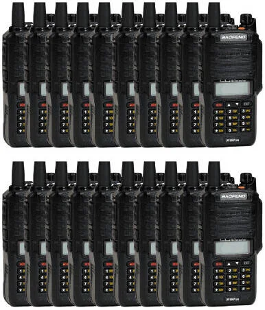 رادیو دو طرفه Baofeng UV-9R Plus، گوشی، دو بانده، نور پس زمینه خودکار، تایمر تایم اوت، اعلان صوتی، قفل خودکار صفحه کلید، آلارم اضطراری، چراغ قوه، هشدار باتری کم، بسته 20 عددی، مشکی | UV9RP