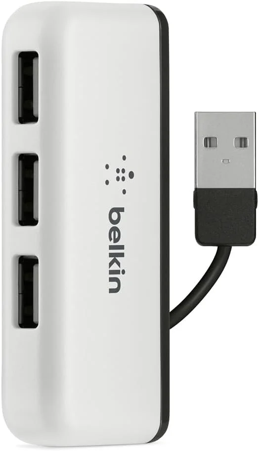 هاب مسافرتی 4 پورت USB 2.0 بلکین با مدیریت کابل داخلی (سفید)