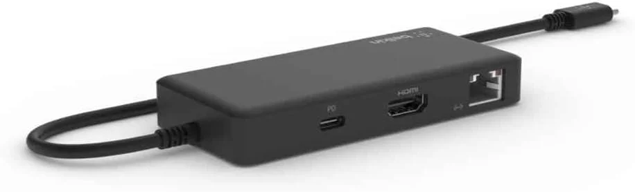 آداپتور هاب چند پورت بلکین 5 در 1 بهینه شده برای کروم بوک با پورت HDMI 4K 60 هرتز، USB Type C با توان رسانی 86 وات، 2 عدد USB A 3.1 Gen 1 و اندازه کوچک، قابل حمل و جمع و جور، مشکی (INC008btBK)