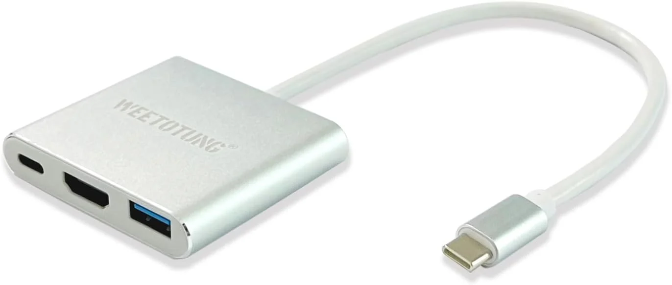 آداپتور USB C به HDMI، هاب 3 در 1 Type-c به HDMI 4K، USB3.0 و PD 100W برای خواندن درایوهای USB و پخش چند رسانه ای، سازگار با MacBook، iPad، تبلت ها و سایر دستگاه های USB-C
