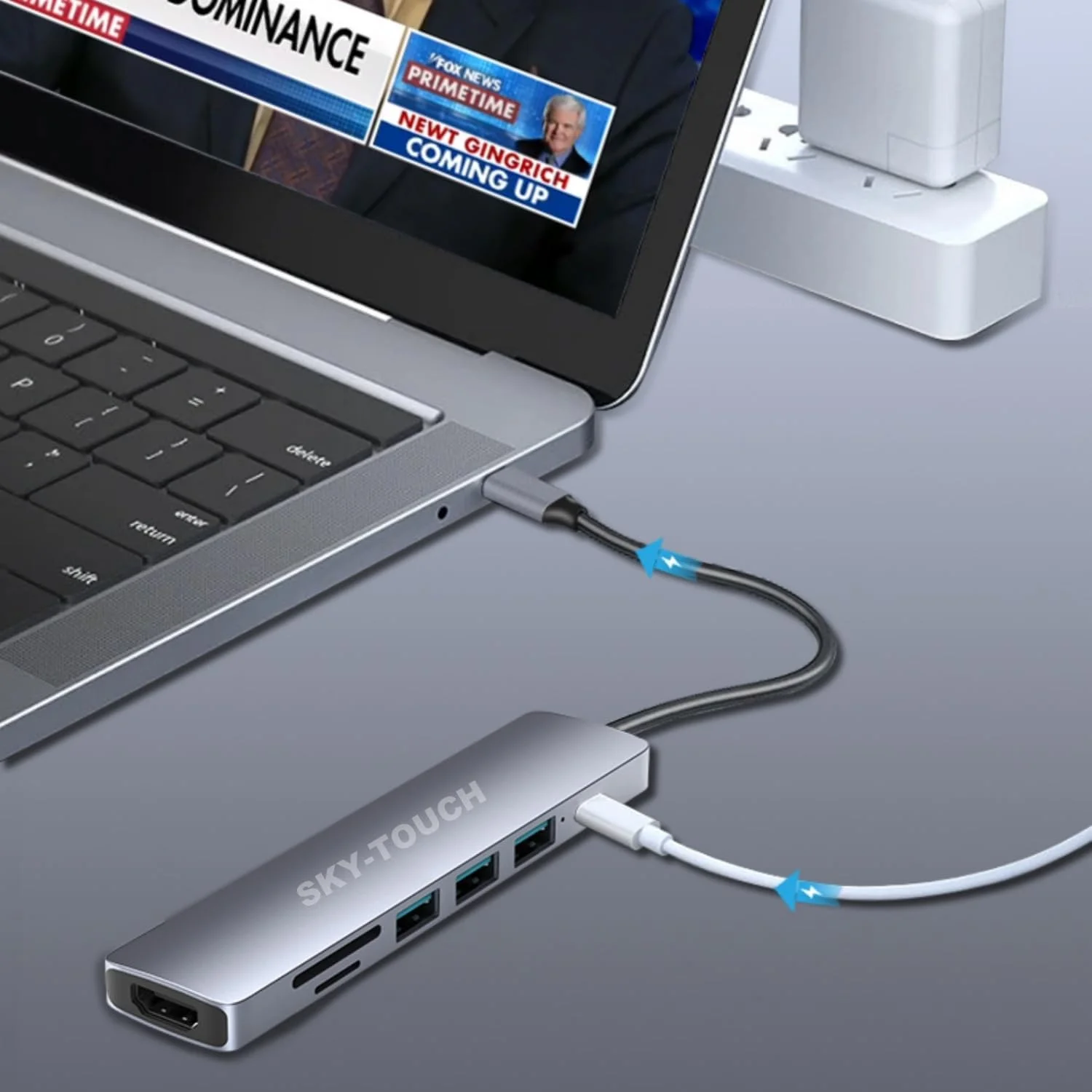 هاب USB C آداپتور چند پورت - دانگل آلومینیومی قابل حمل 6 در 1 با خروجی 4K HDMI، 3 پورت USB 3.0، کارت خوان SD/Micro SD سازگار برای MacBook Pro، XPS و سایر Type C