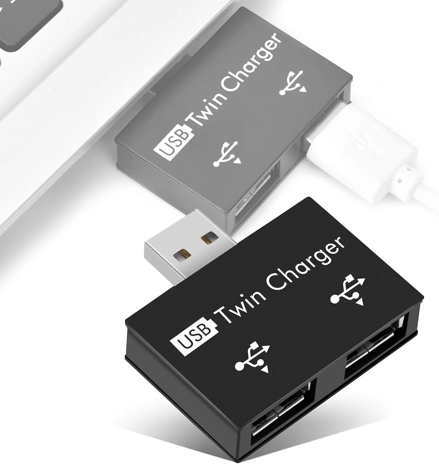 هاب کوچک، اسپلیتر USB یک به دو، USB2.0 نر به آداپتور تبدیل اسپلیتر شارژر دوقلو 2 پورت USB، کیت تبدیل قابل حمل برای تلفن همراه/لپ تاپ (مشکی)