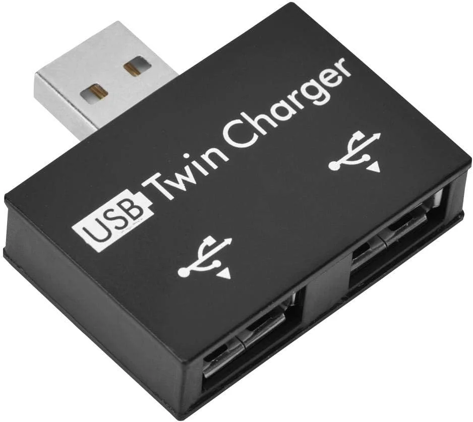مینی هاب، اسپلیتر USB یک به دو، USB2.0 نر به آداپتور تبدیل اسپلیتر شارژر دوقلو 2 پورت USB، کیت تبدیل قابل حمل برای تلفن همراه/لپ تاپ (مشکی)