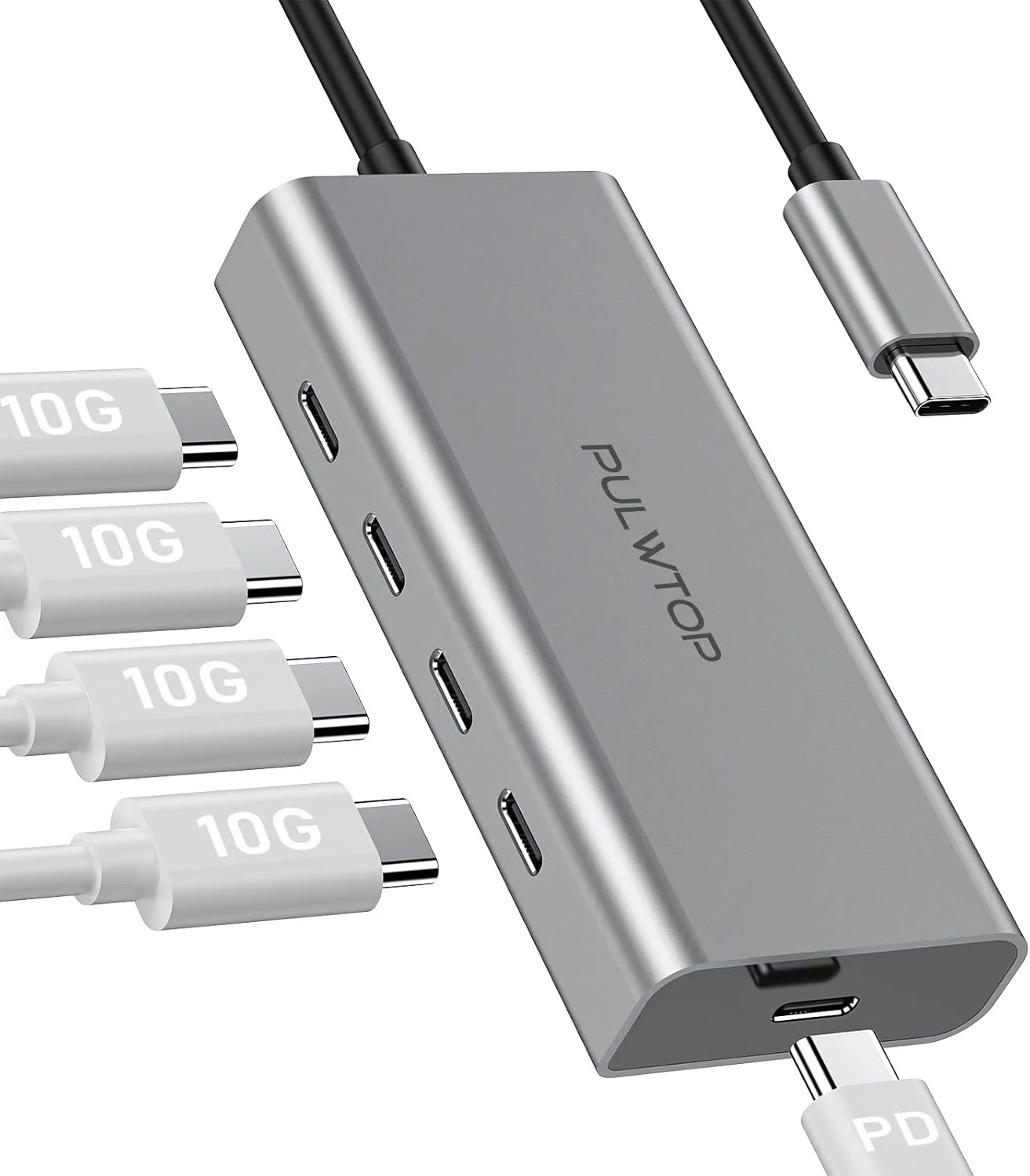 هاب USB C پنج پورت 10 گیگابیت بر ثانیه برای لپ تاپ، با قابلیت Power Delivery با توان 100 وات (عدم پشتیبانی از مانیتور)، آداپتور هاب USB C چند پورت برای مک بوک