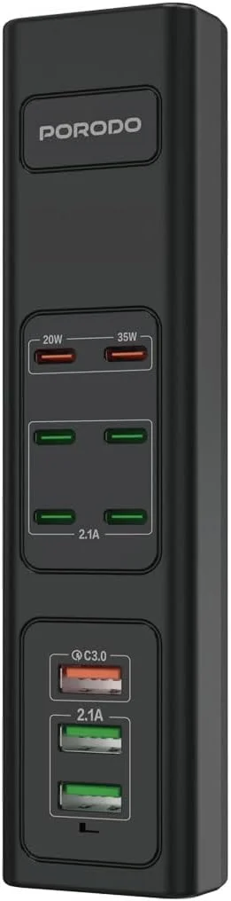 هاب شارژ USB پرودو با شارژ 35 واتی PD، آداپتور USB A با پورت QC3.0 و PD، 9 در 1 چند پورت، 3 پورت USB-A، آداپتور چند پورت USB-C برای مک بوک پرو، ویندوز، مانیتور، دوربین