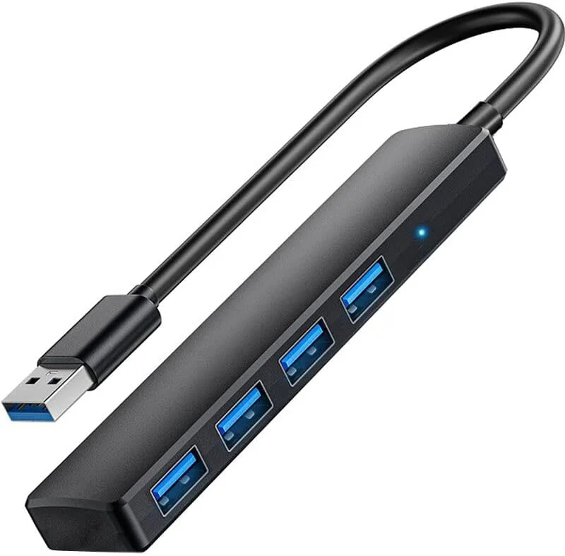 هاب USB 3.0، هاب 4 پورت USB توسعه دهنده اسپلیتر فوق العاده باریک USB-A دیتا هاب - 1 فوت