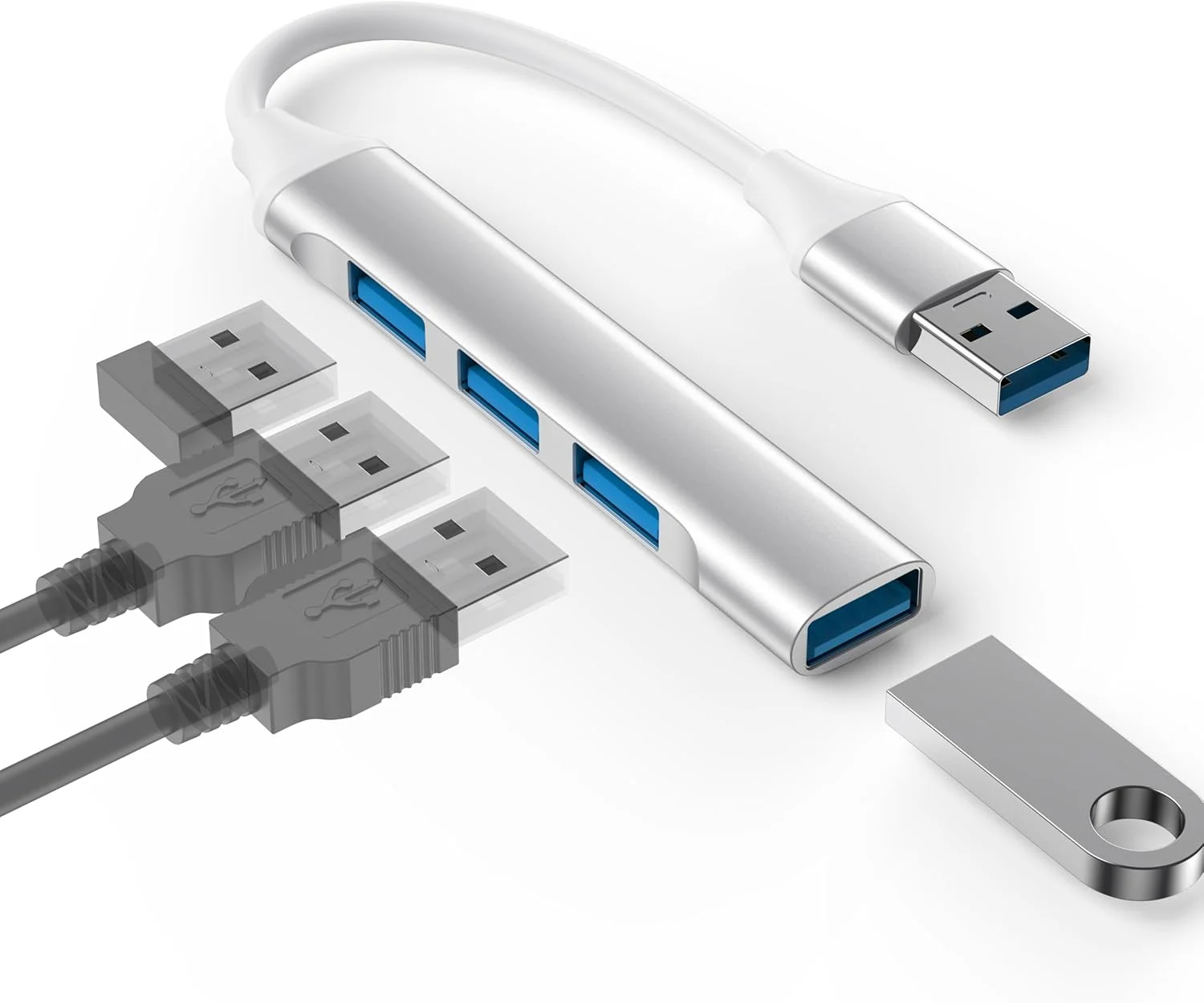 هاب USB 3.0 اومییدا، مبدل فوق العاده نازک 4 در 1 با سرعت فوق العاده بالا با 1 پورت USB 3.0 با سرعت 5 گیگابیت بر ثانیه و 3 پورت USB 2.0 با سرعت 480 مگابیت بر ثانیه، سازگار با کامپیوتر یا لپ تاپ