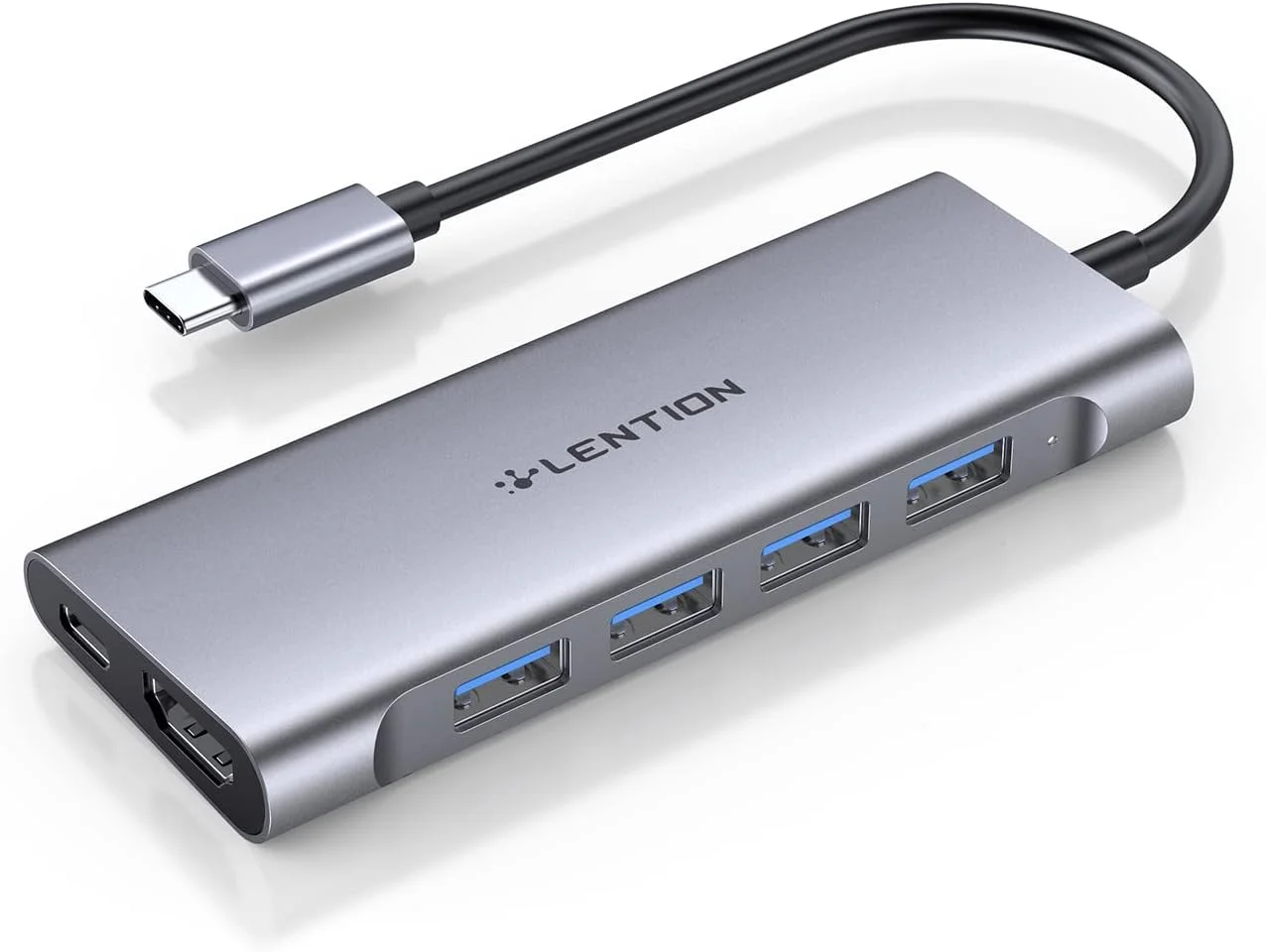 هاب چند پورت USB-C لنتین با 4K HDMI، 100W PD، 4 پورت USB 3.0، شارژ Type C سازگار با MacBook Pro 2025-2016، New Mac Air & Surface، Chromebook و غیره، آداپتور درایور پایدار (CB-C35، خاکستری فضایی)