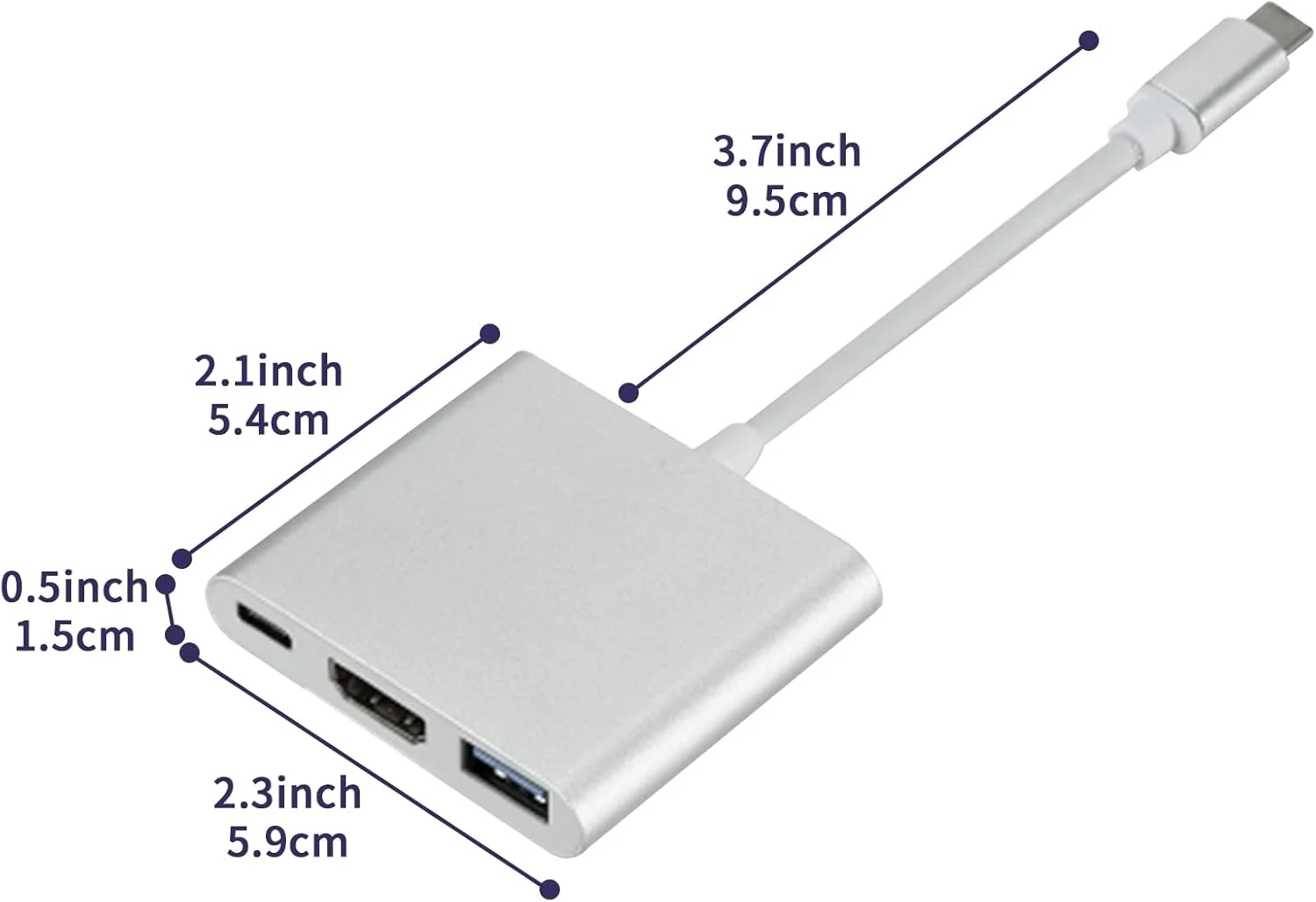 هاب USB C، هاب USB دیتا فوق باریک، آداپتور چند پورت Type-C AV، تحویل برق 100 واتی، پورت شارژ سریع سازگار برای MacBook/Mac Pro iMac و دستگاه های دارای پورت USB-C بیشتر