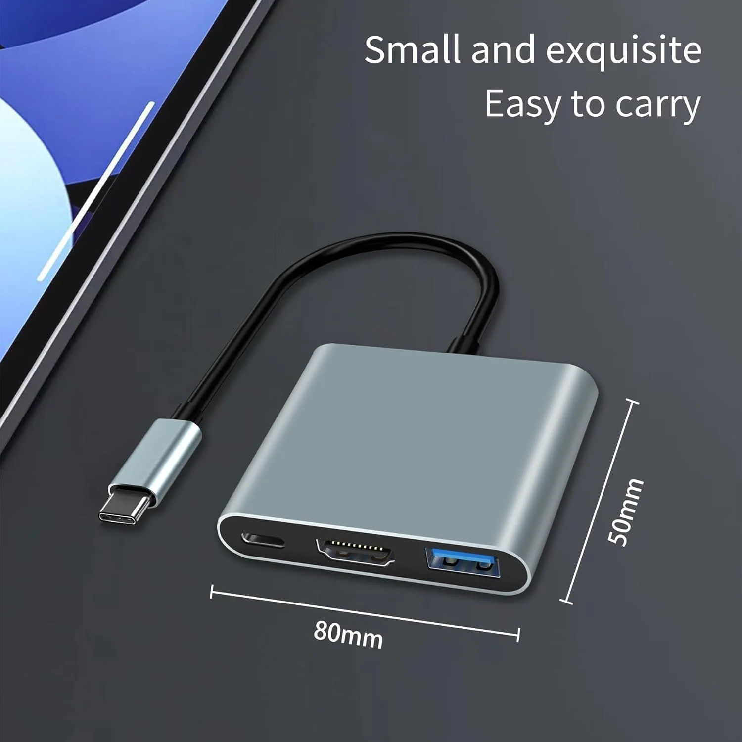 آداپتور USB C به HDMI، آداپتور 3 در 1 دیجیتال AV چند پورت USB C به HDMI، تبدیل کننده USB Type C به 4K HDMI، USB 3.0، 100W PD سازگار برای MacBook Pro Air iPad Chromebook XPS Acer HP Dell Surface Samsung