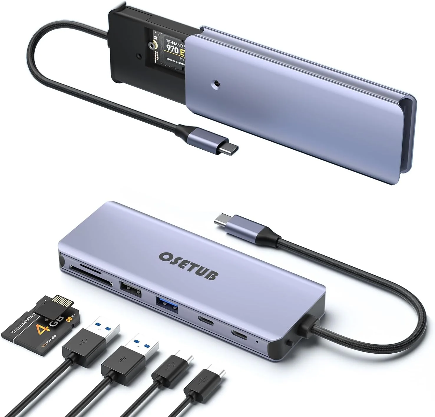 هاب USB C محفظه SSD مدل M.2 NVMe، آداپتور چند پورت 7 در 1 USB C مناسب برای PCIe 3.0 NVMe M.2 SSD، با 10Gbps 3.1 Gen2، USB-C 10Gbps، PD 100W، USB 2.0 سازگار با MacBook Pro و دستگاه های Type-C
