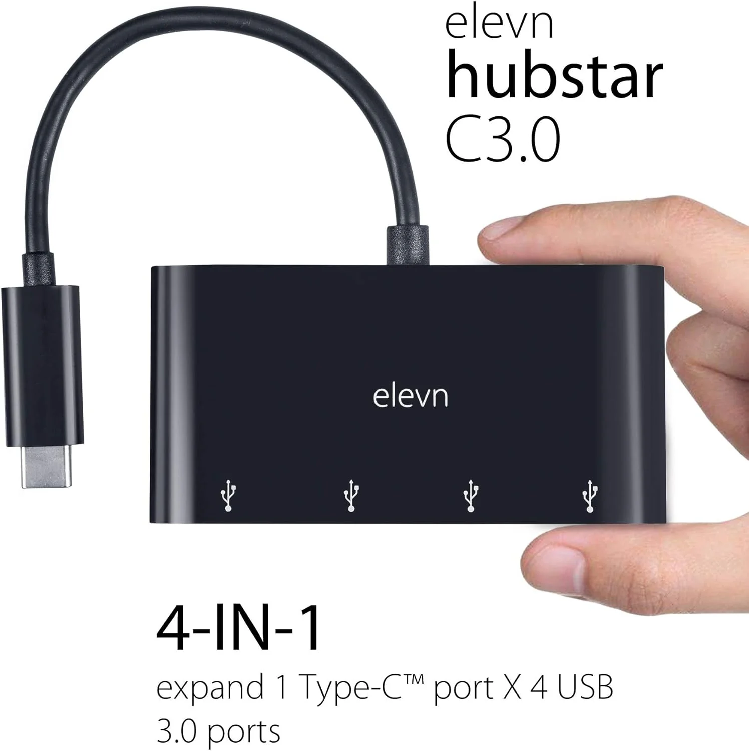 هاب USB C ELEVN Hubstar، هاب USB با 4 پورت USB، هاب پرسرعت Type C سازگار با MacBook، Windows، تلفن های هوشمند C-Type و سایر دستگاه های Type-C (مشکی پیانویی) هاب USB C ELEVN Hubstar، هاب USB با 4 پورت USB، هاب پرسرعت Type C سازگار با MacBook، Windows، تلفن های هوشمند C-Type و سایر دستگاه های Type-C (مشکی پیانویی)