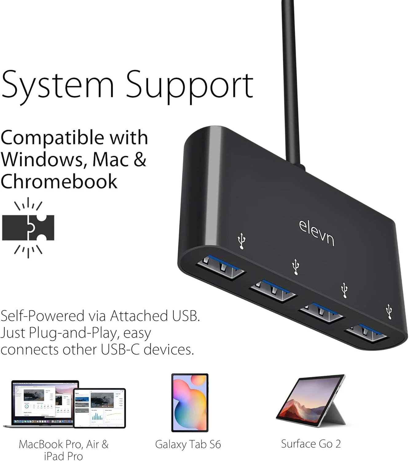 هاب USB C ELEVN Hubstar، هاب USB با 4 پورت USB، هاب پرسرعت Type C سازگار با MacBook، Windows، تلفن های هوشمند C-Type و سایر دستگاه های Type-C (مشکی پیانویی) هاب USB C ELEVN Hubstar، هاب USB با 4 پورت USB، هاب پرسرعت Type C سازگار با MacBook، Windows، تلفن های هوشمند C-Type و سایر دستگاه های Type-C (مشکی پیانویی)