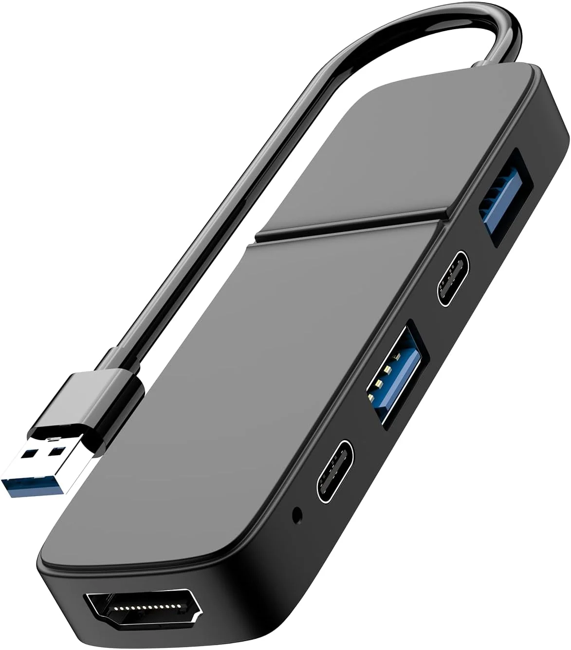 هاب USB به HDMI، هاب دوگانه USB C USB A 3.0: 5 پورت با 2* USB-C و 2* USB-A و 1* HDMI برای توسعه برای تلویزیون، پخش کننده DVD، پروژکتور، مانیتور، لپ تاپ، PS4، فلش درایو، هارد دیسک، ایکس باکس، چاپگر و غیره - 5 در 1
